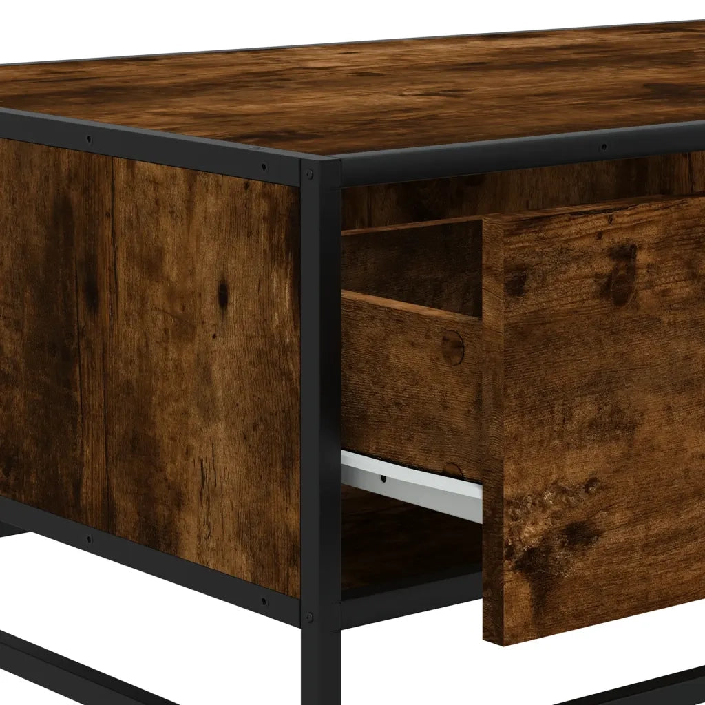Tavolino da salotto | Tavolino da caff¨¨ | Tavolino da Soggiorno Rovere Fumo 90x57x35 cm in Legno Multistrato e Metallo
