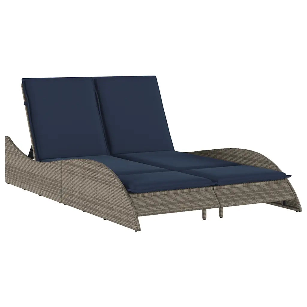 Lettino Prendisole con Cuscini Grigio 114x205x73 cm in Polyrattan 368293