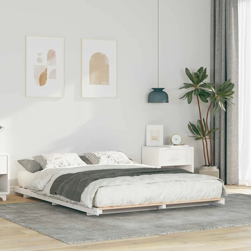 Struttura del letto Bianco 140 x 200 cm Pino massello 873071