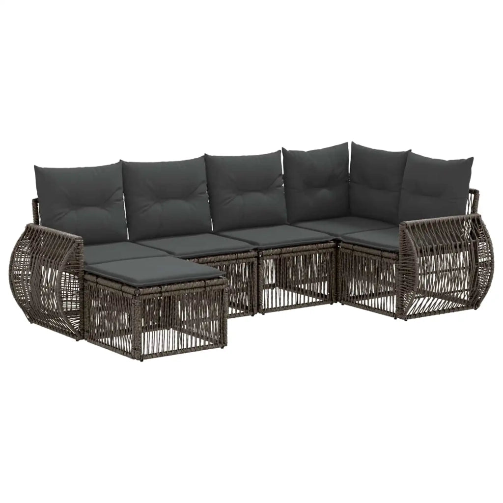Set Divano da Giardino 6 pcs Grigio e Grigio Scuro polyrattan 3435485