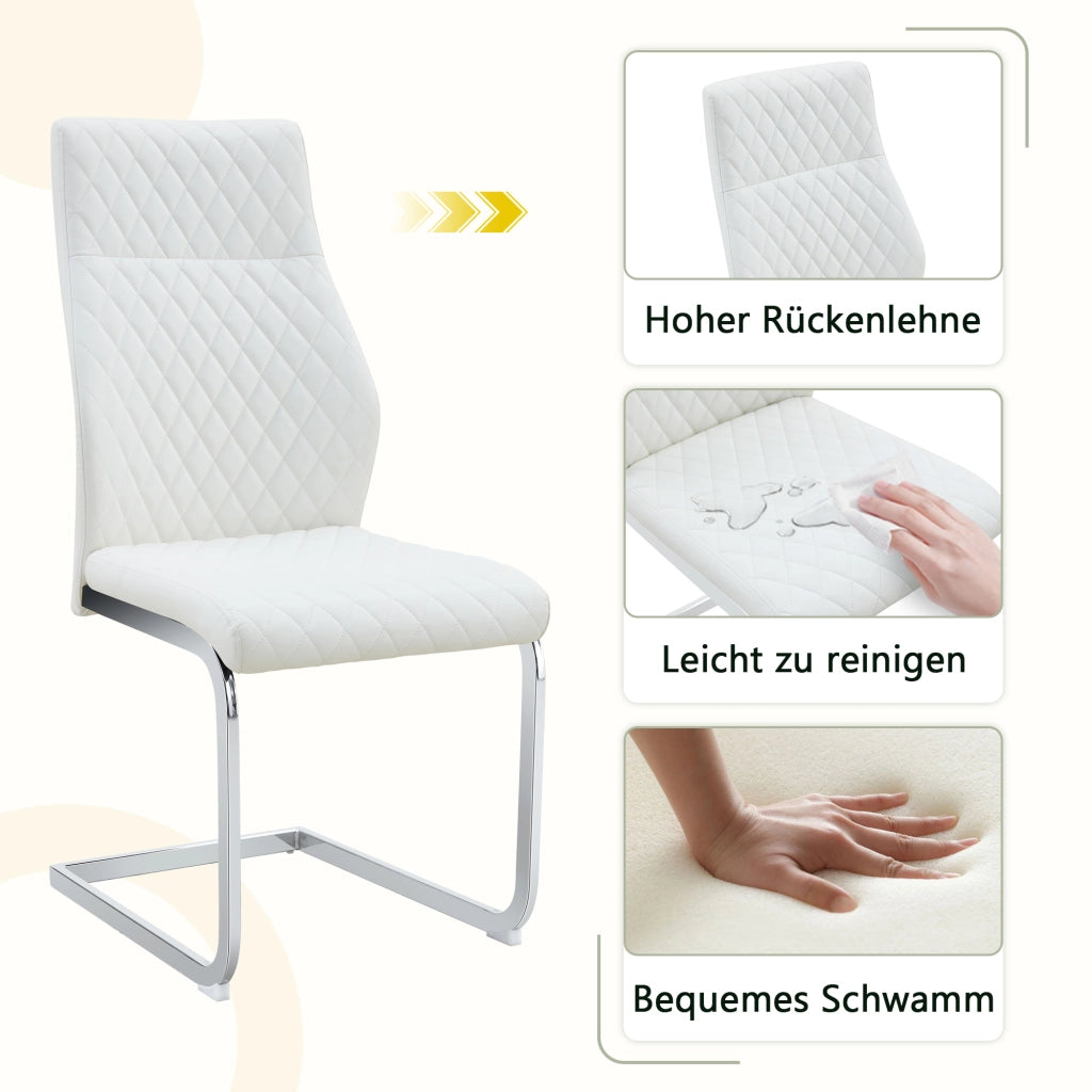 SEDIA da pranzo imbottita 100 cm bianco e argento Set da 2 pezzi