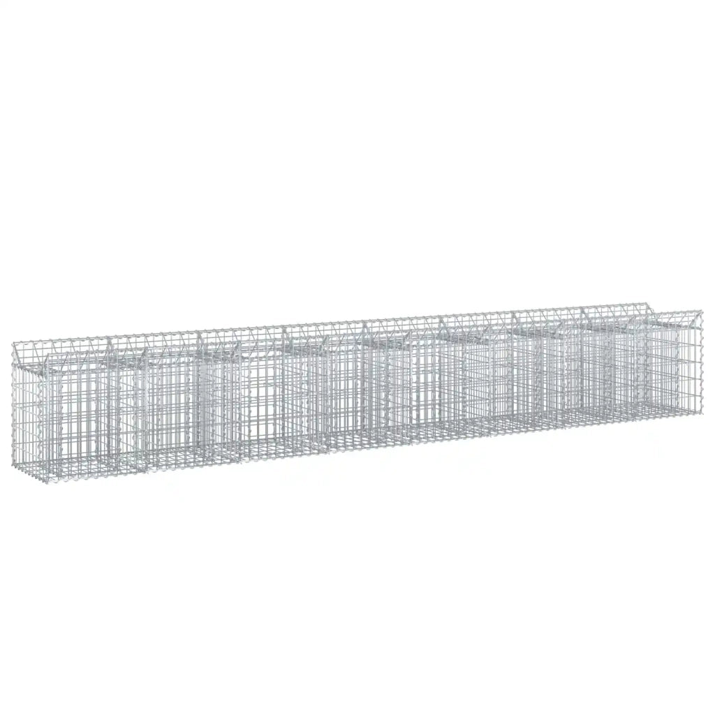 Letto rialzato in gabbione 2 pcs Argento 3422217