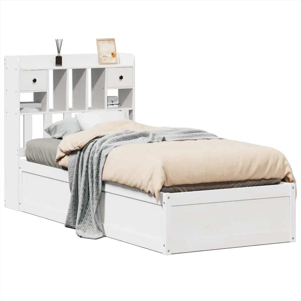 Letto singolo | Letto per adulti | Giroletto senza Materasso Bianco 90x200 cm Legno Massello Pino