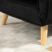 Poltrona Letto 3 in 1 con Schienale Reclinabile su 6 Posizioni in Tessuto, 94x78x80 cm, Nero