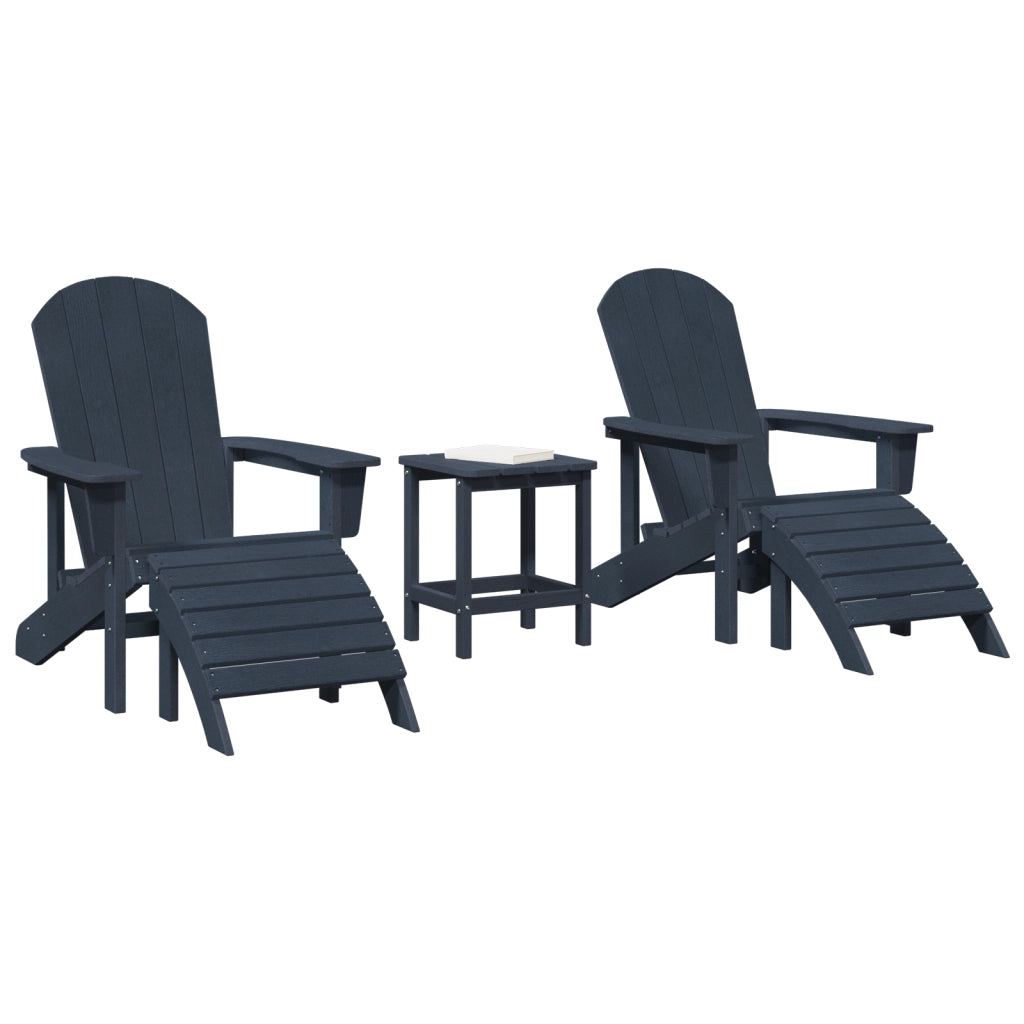 Set di Lounge da Giardino  3 Pezzi Blu Navi HDPE