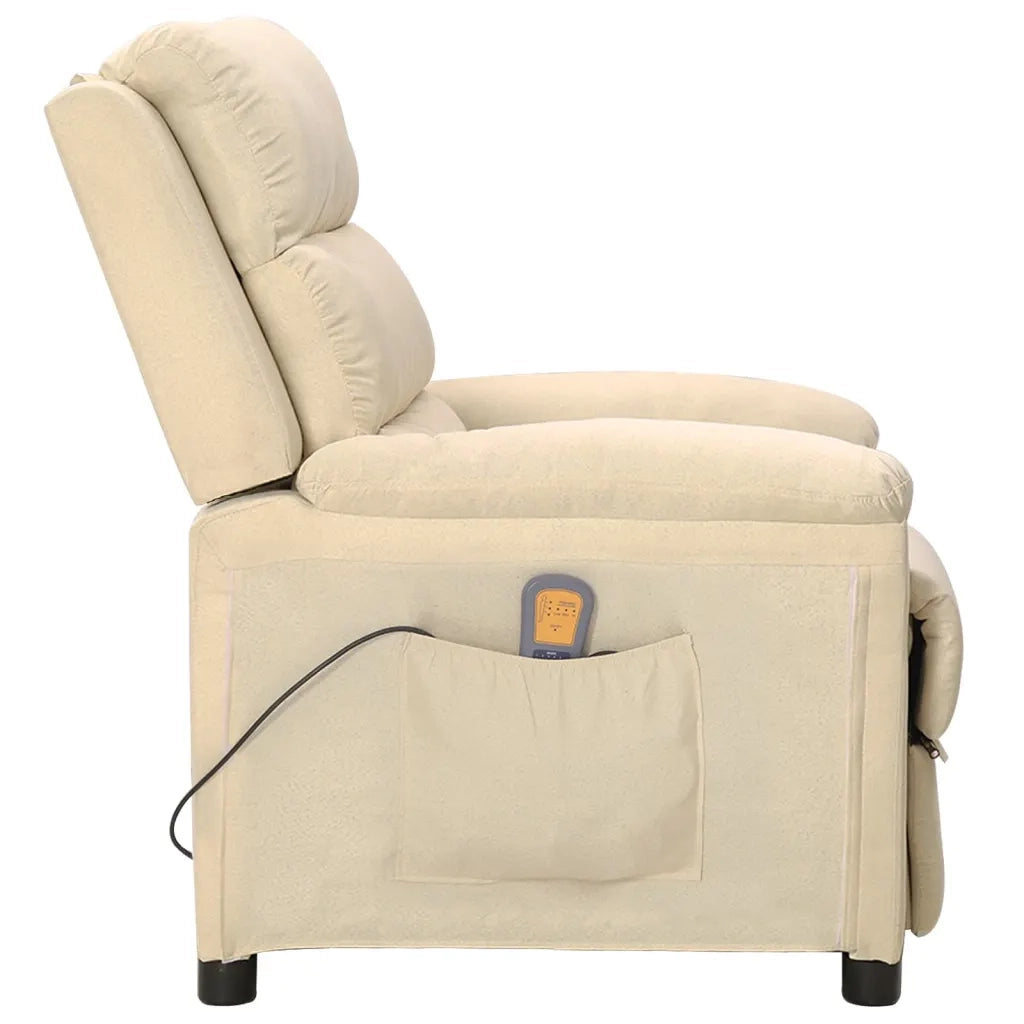 Poltrona Massaggiante Reclinabile Crema in Tessuto cod mxl 32429