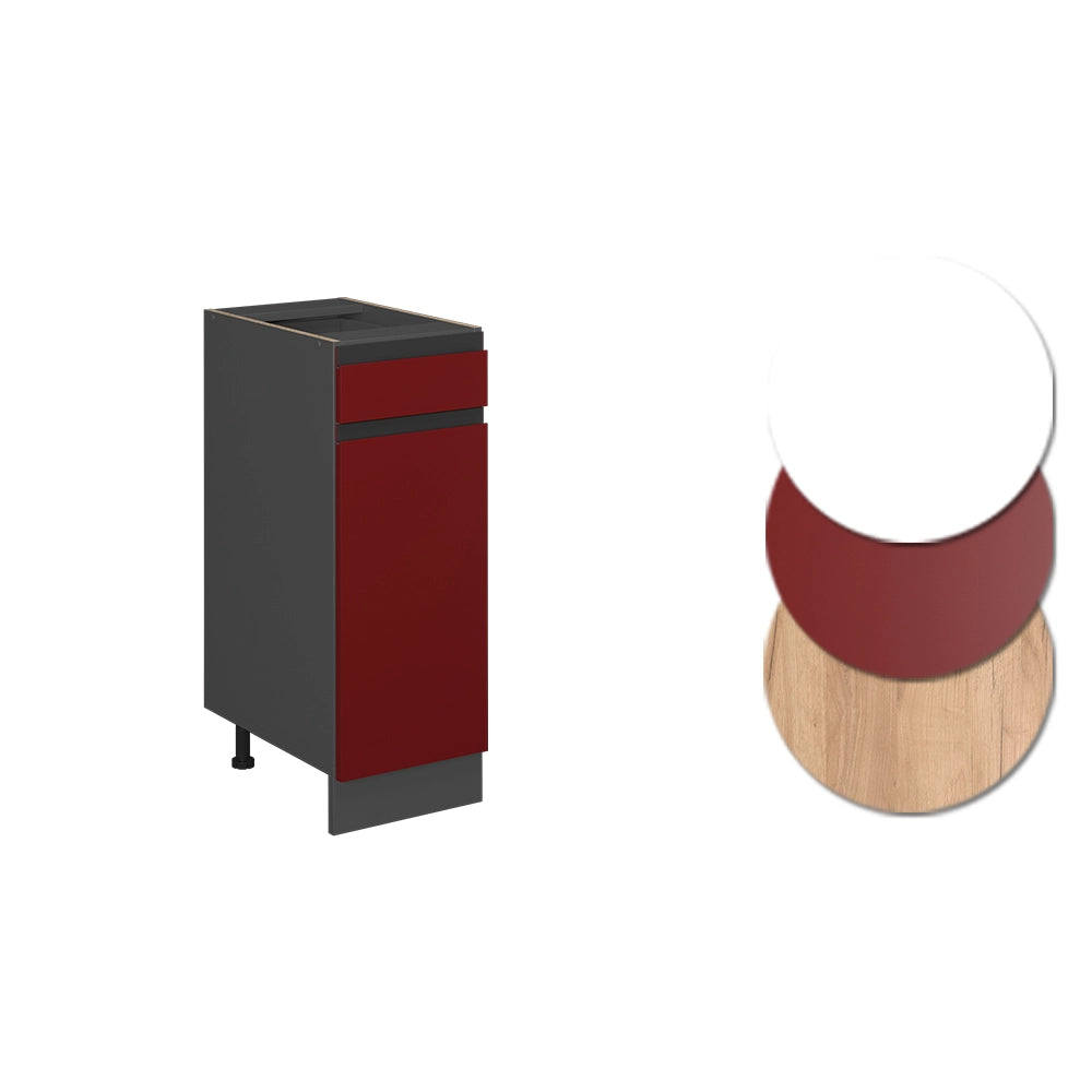 Mobiletto base per cucina R-Line Rosso/Antracite 30 cm J-Shape PL Marmo Vicco