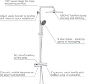 Sistema doccia Joy 310 con maniglia EasyReach - valvola termostatica CoolTouch - doppio getto - rubinetto in acciaio inox - Grohe