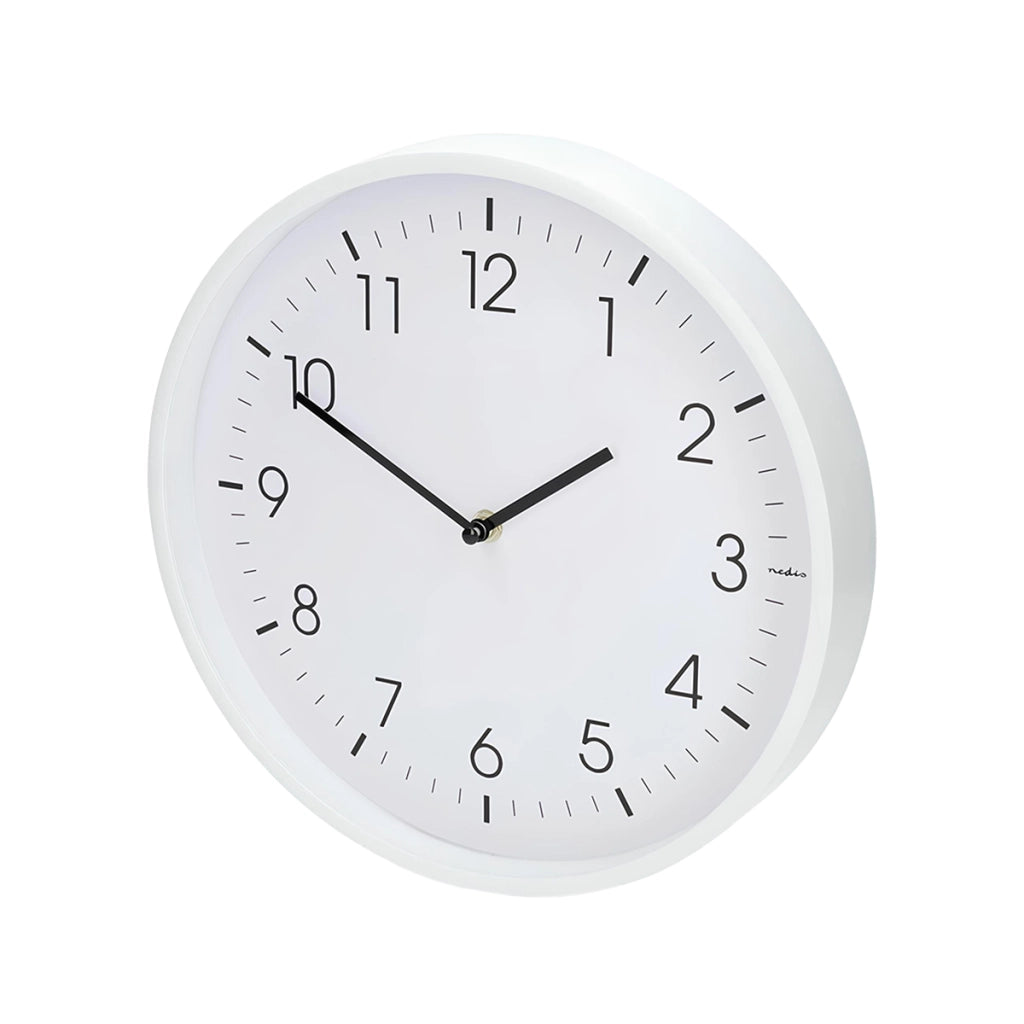 Orologio da Parete 30 cm Movimento Silenzioso Cornice Leggera Bianco Nedis