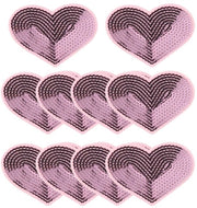 Patch per Strappo con Motivo di Cuore - 10 Pezzi - Pailletten - Sostenibile - Decorazione di Abbigliamento - Facile da Usare - Riparazione di Tessuti - Patch per Tessuti