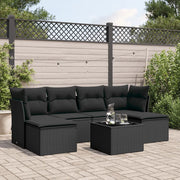 Set Divani da Giardino con Cuscini 7pz Nero Polyrattan