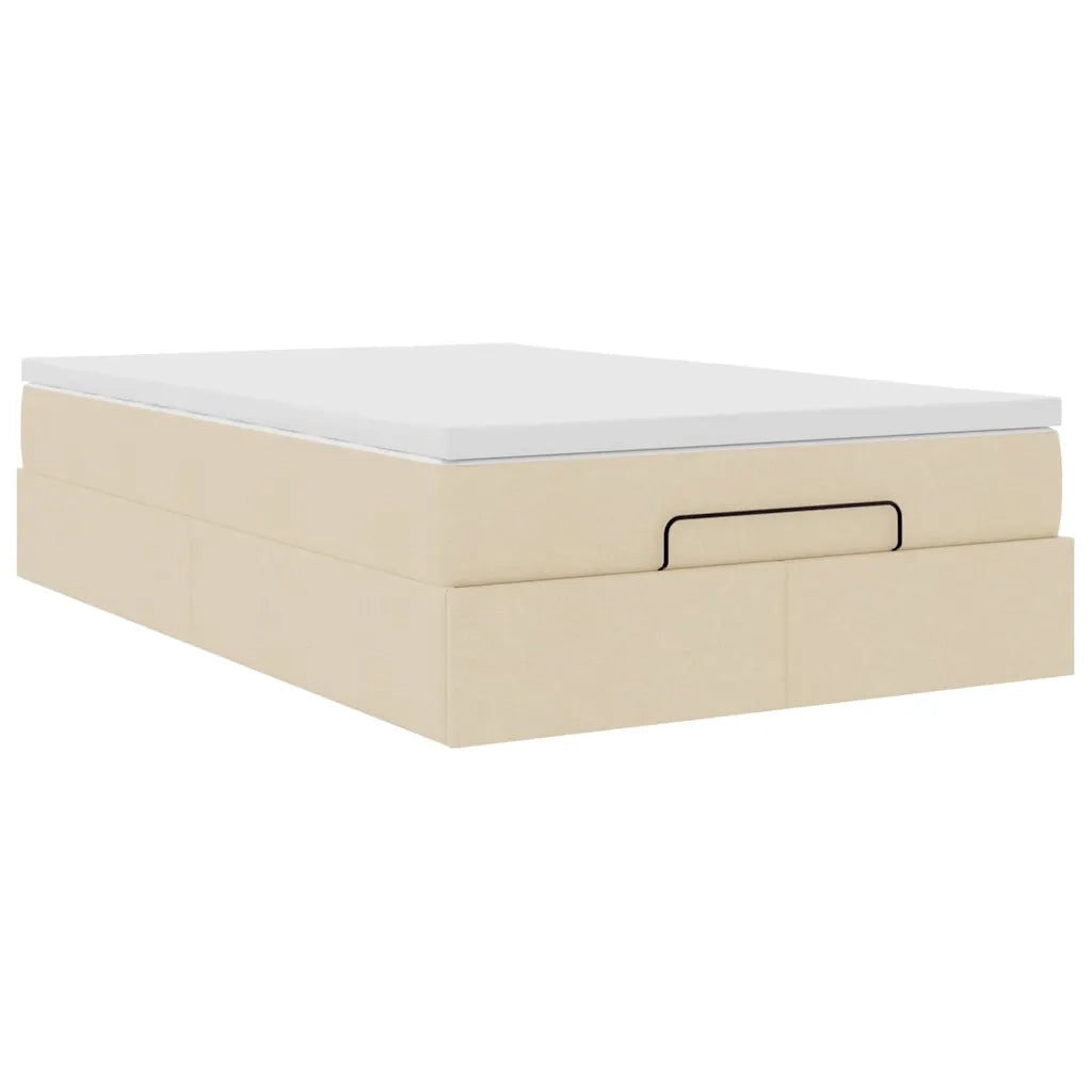 vidaXL Struttura Letto Pouf con Materasso Crema 120x200 cm in Tessuto