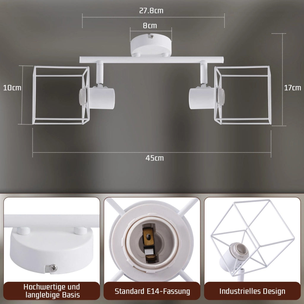 ZMH Faretto da soffitto 2 fiamme orientabile a 350° lampada da soffitto vintage in metallo per soggiorno