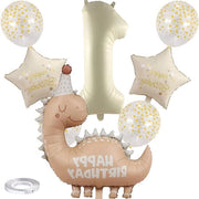 Decorazione di compleanno con tema dinosauro - Set di palloni con numero 1 - Grande pallone di carta per bambini