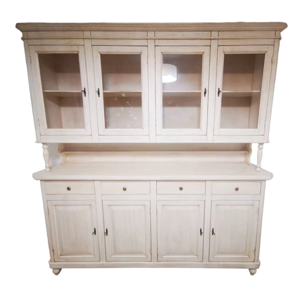 Cristalliera arte povera 4 porte legno shabby bianco anticato 196x43x208h - Mobili 2G