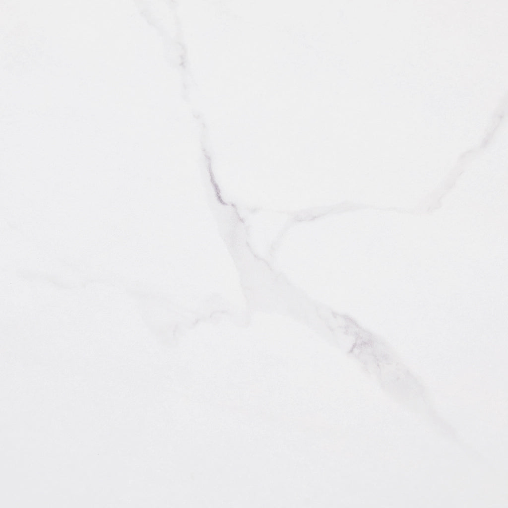 Tavolo da pranzo rettangolare moderno con piano effetto marmo in MDF e metallo bianco e nero 140 × 75 × 75,5 cm