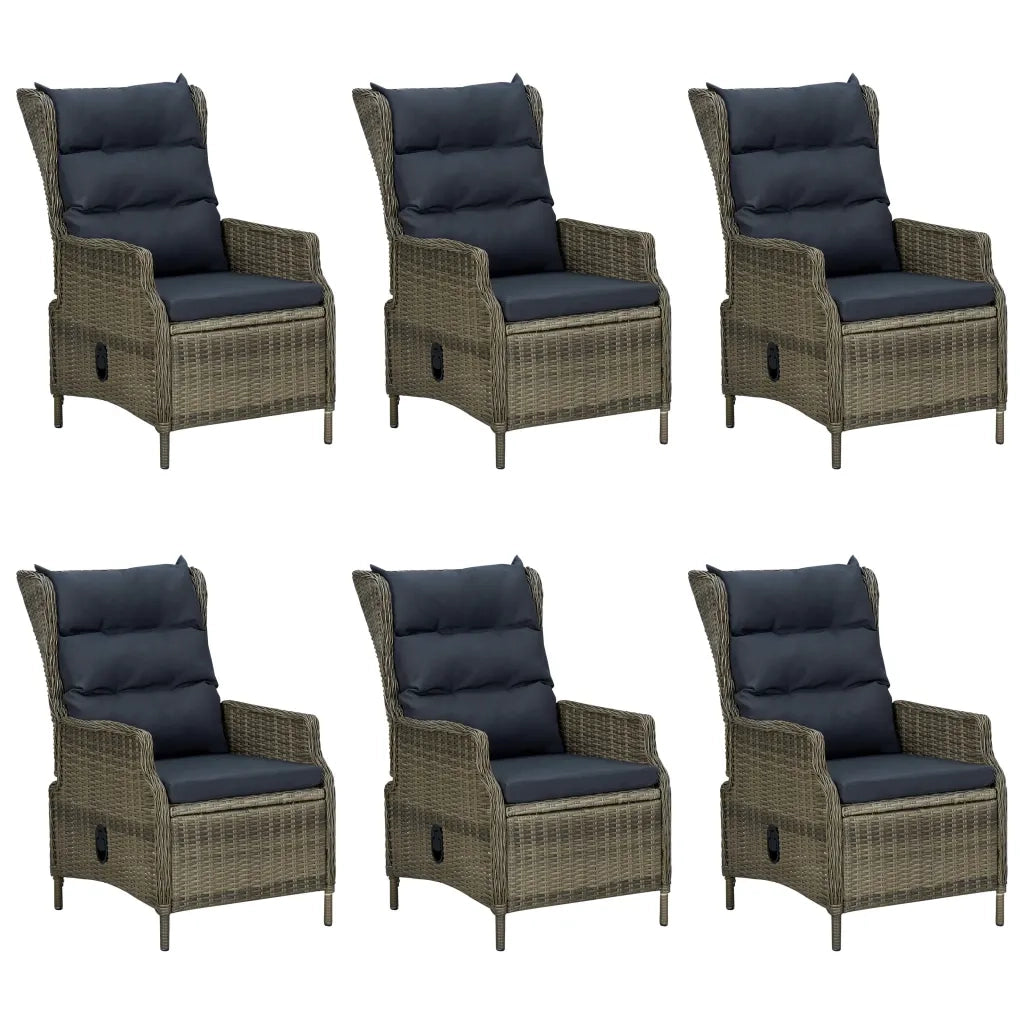 Set da Pranzo da Giardino 7 pz con Cuscini in Polyrattan Marrone cod mxl 43640