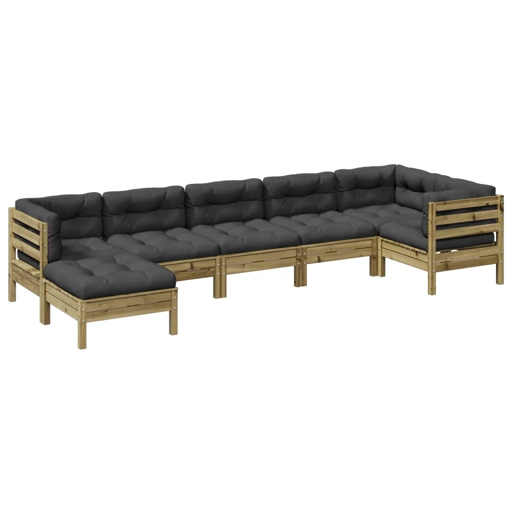 Set Divani da Giardino 7pz con Cuscini Legno Impregnato di Pinocod mxl 92629