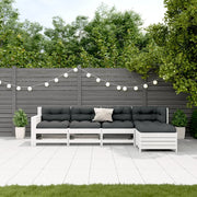 Set Salotto Giardino 5pz con Cuscini Bianco Legno Massello Pino 3250833