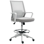 Sedia da ufficio con rotelle regolabile in altezza ¨C zephmum ¨C grigio/bianco rete 64x59x104-124 cm