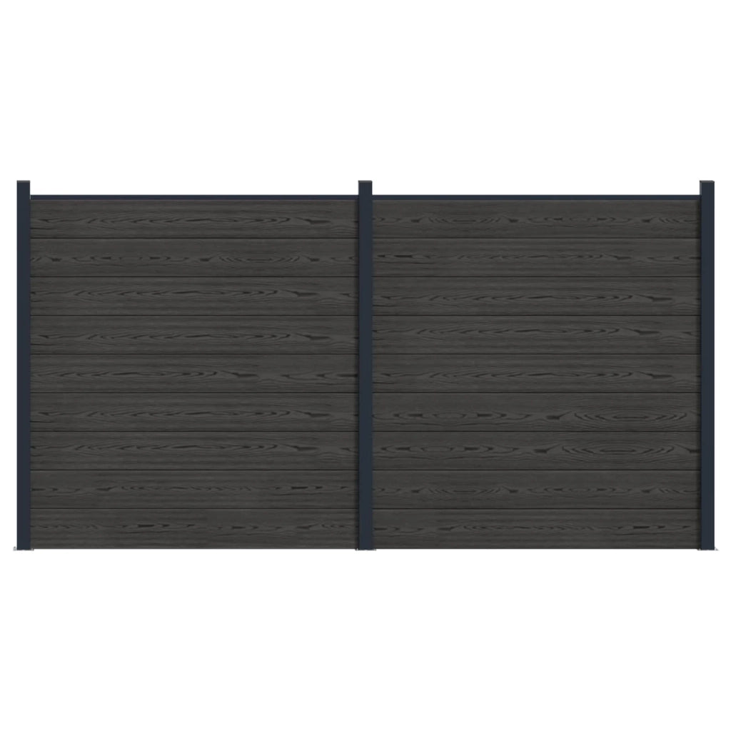 Pannello di Recinzione 2 pcs WPC e Alluminio Nero