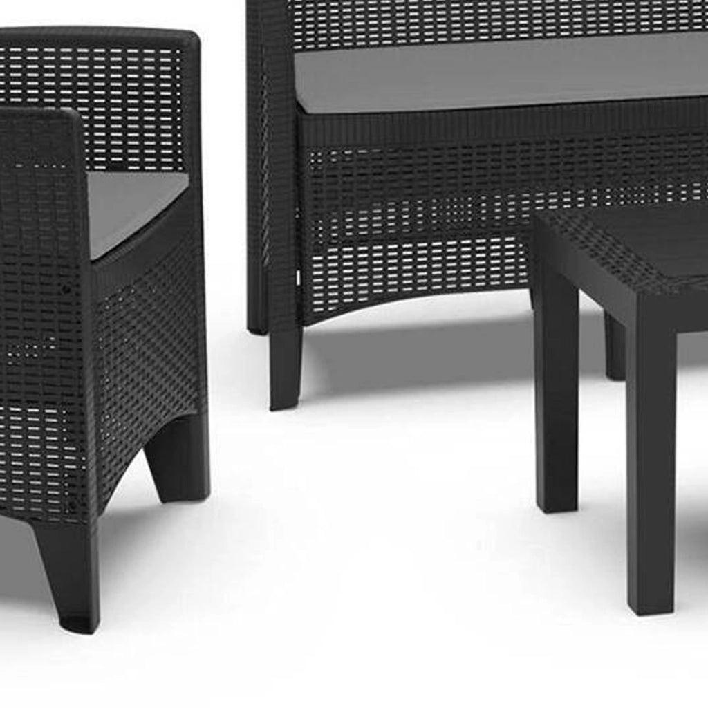 Salottino Outdoor Domaso, set Salotto da Esterno Salottino 4 Posti, Tavolo 10 Posti Posti Made in Italy, Nero Antracite