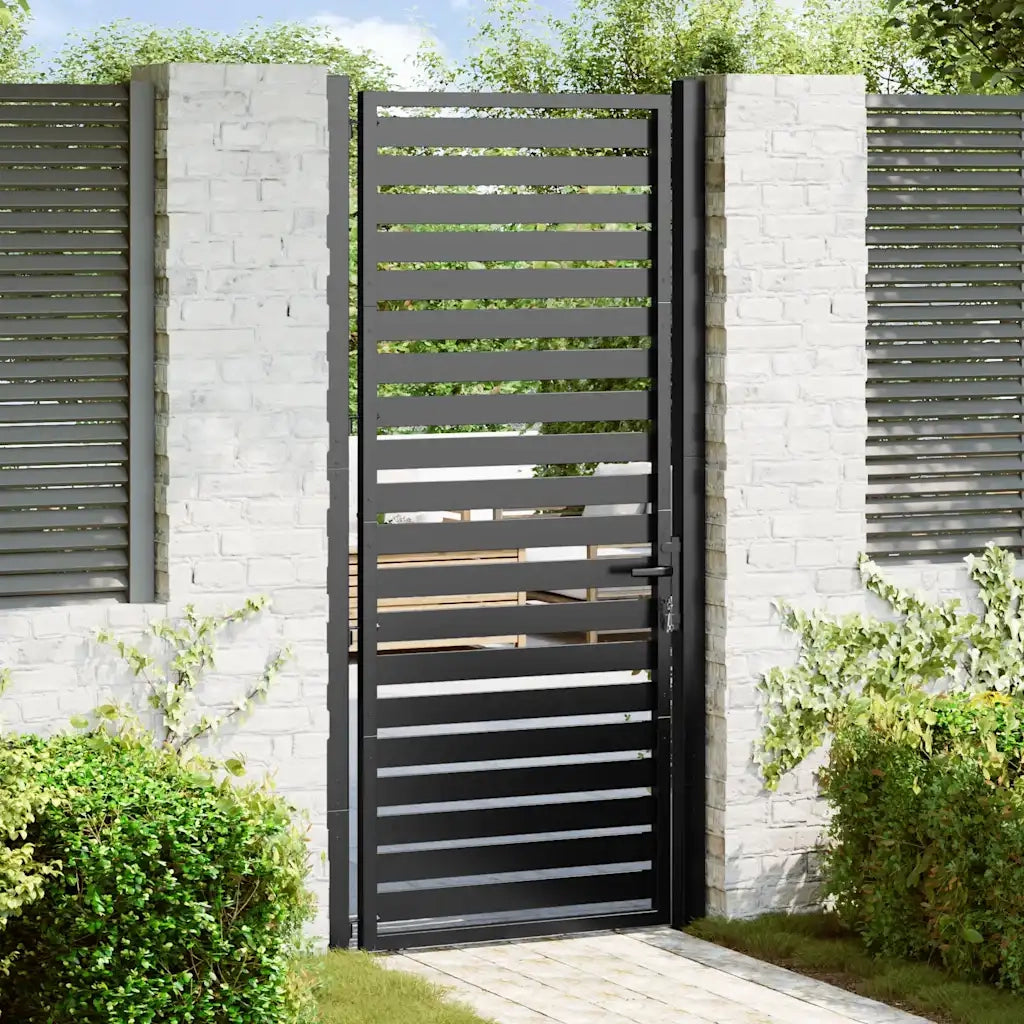 Cancello da Giardino con Serratura Nero 100x200 cm in Alluminio 42004150