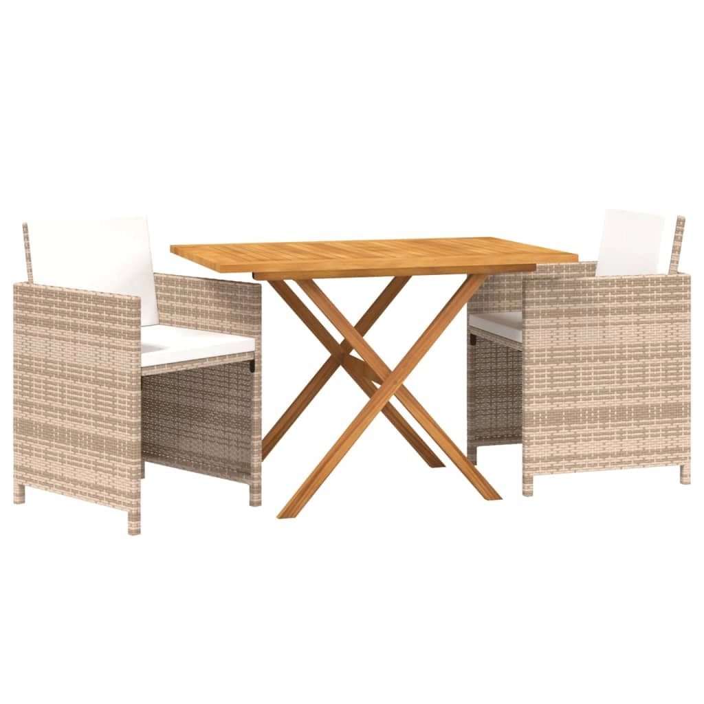Set da pranzo da giardino per esterni 3 pezzi con cuscini beige 02_0013582