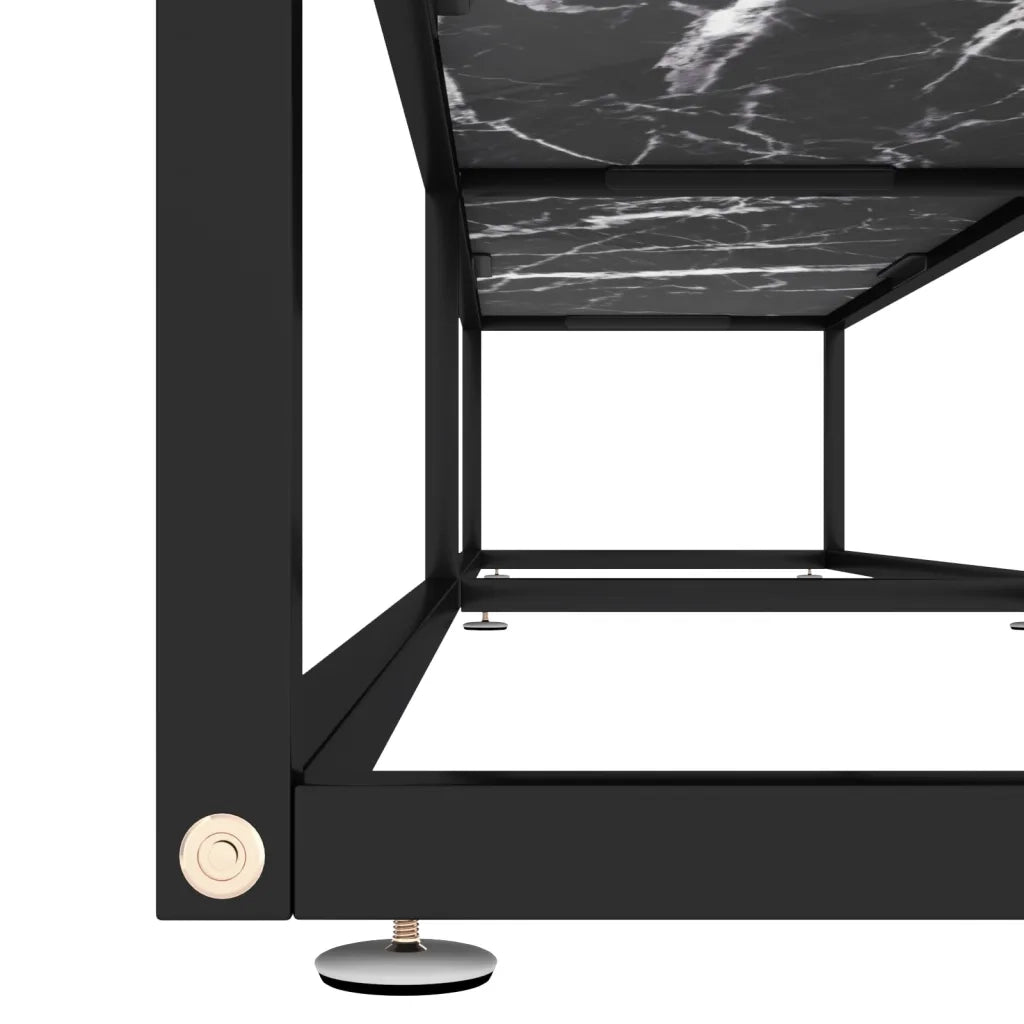 Mobile Porta TV Marmo Nero 220x40x40,5 cm in Vetro Temperato 331733