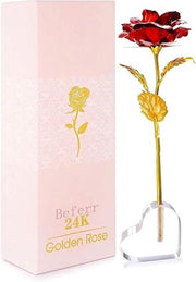 Fior di Rosa 24K a Oro - Rosone Infinito - Standard di Resistenza - Rosa Eterna - Decorazione di Fiori Artificiale - Controllo di Qualità - Rosa Decorativa