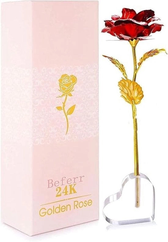 Fior di Rosa 24K a Oro - Rosone Infinito - Standard di Resistenza - Rosa Eterna - Decorazione di Fiori Artificiale - Controllo di Qualità - Rosa Decorativa