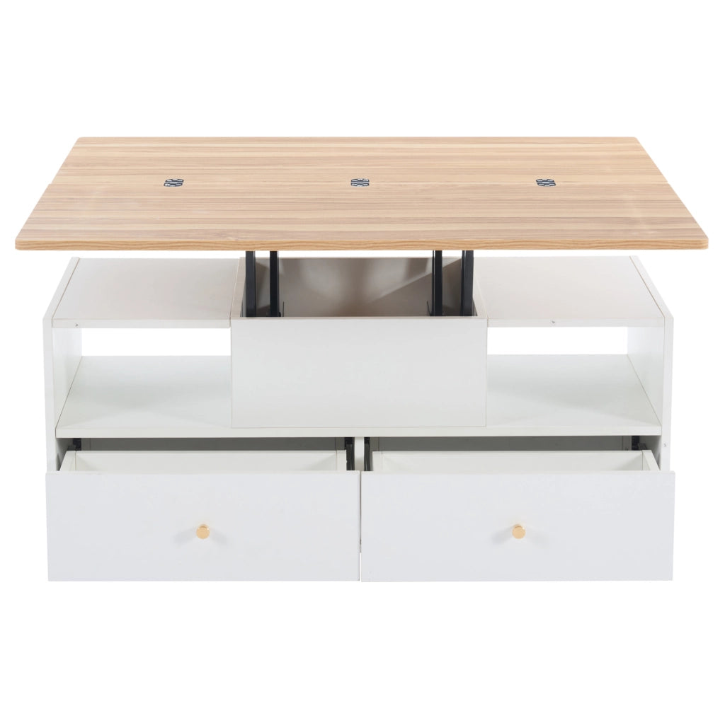 Tavolino da salotto sollevabile e pieghevole 100 x 50 x 47;5 cm in MDF colore legno naturale