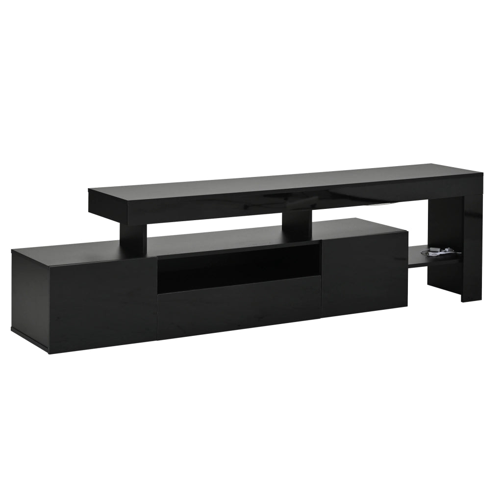 Mobile TV lucido, con illuminazione a LED, adatto a televisori da 85 pollici, 192 x 37 x 53 cm, nero