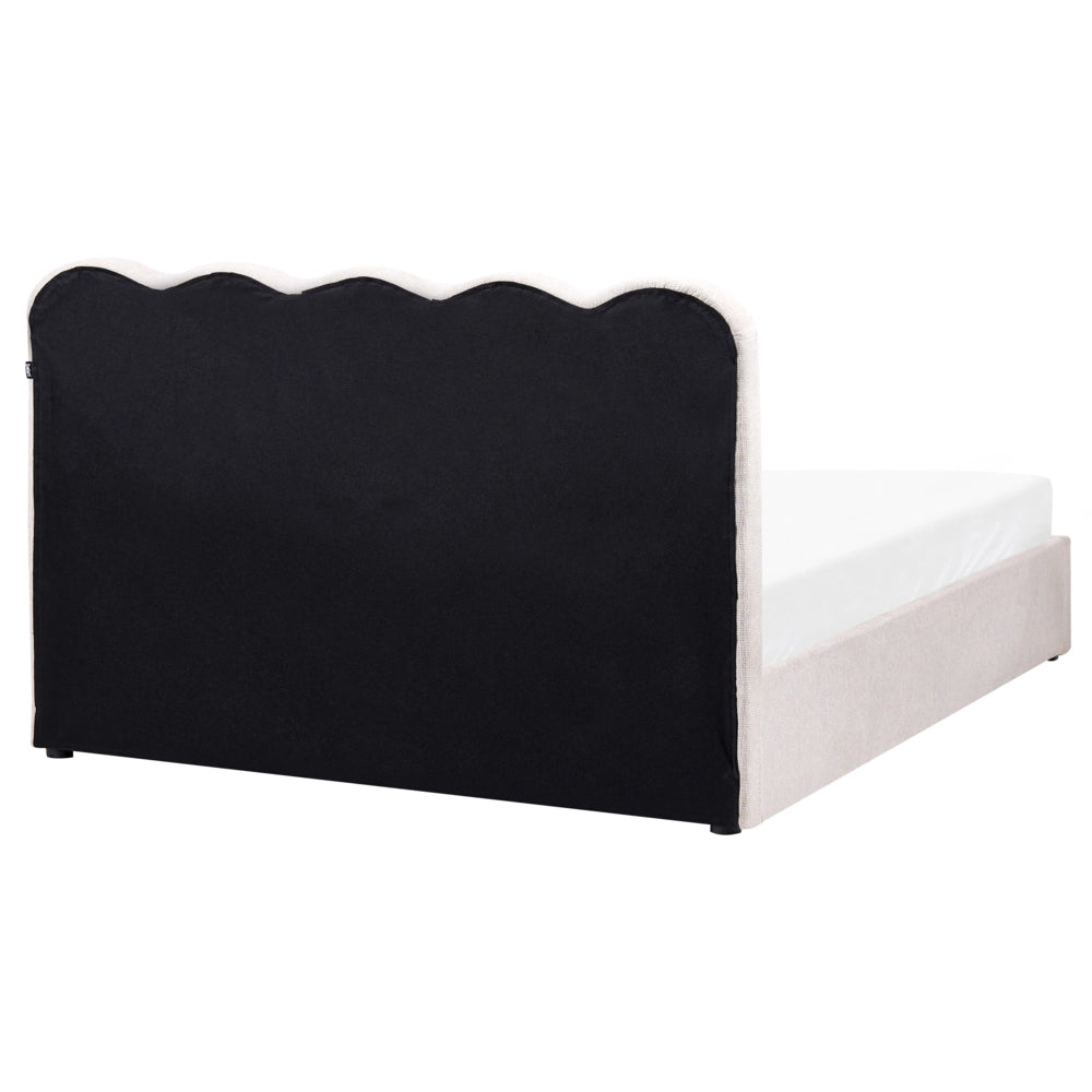 Letto in tessuto beige chiaro 160 x 200 cm contenitore elevabile con testiera e rete a doghe