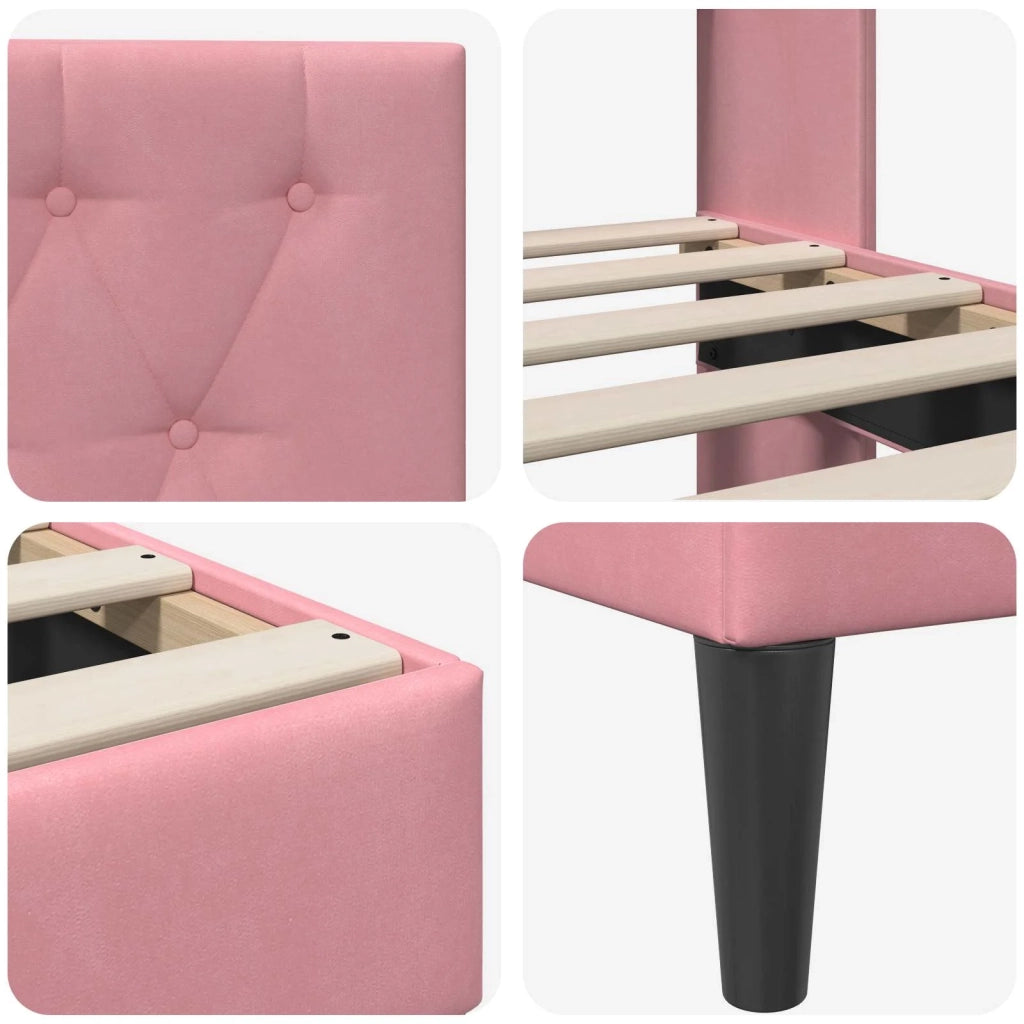 Struttura del letto con testiera Rosa 120 x 200 cm Velluto 42027658