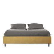 Letto matrimoniale con rete imbottito 160x200 microfibra ocra Azelia