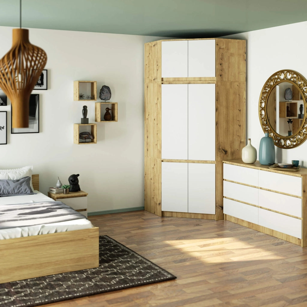 Sopralzo per armadio AKORD S100 Quercia Artisan 100 cm 2 ante inserto frontale Bianco100x50x55 cm