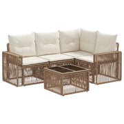 Set Divano da Giardino 5 pcs Beige e Bianco Crema polyrattan 3435120
