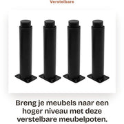 Piedi per mobili adattabili - Piedi per mobili sostitutivi - Eleva i tuoi mobili - Nero - Piedi per tavolo sostitutivi - Ideali per TV e divano