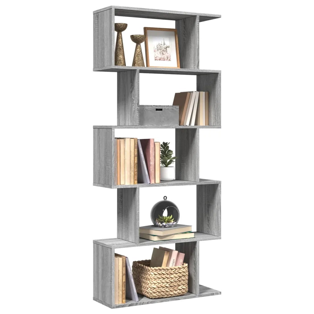 Libreria Divisorio 5Piani Grigio Sonoma 70x24x161cm Truciolato 858098