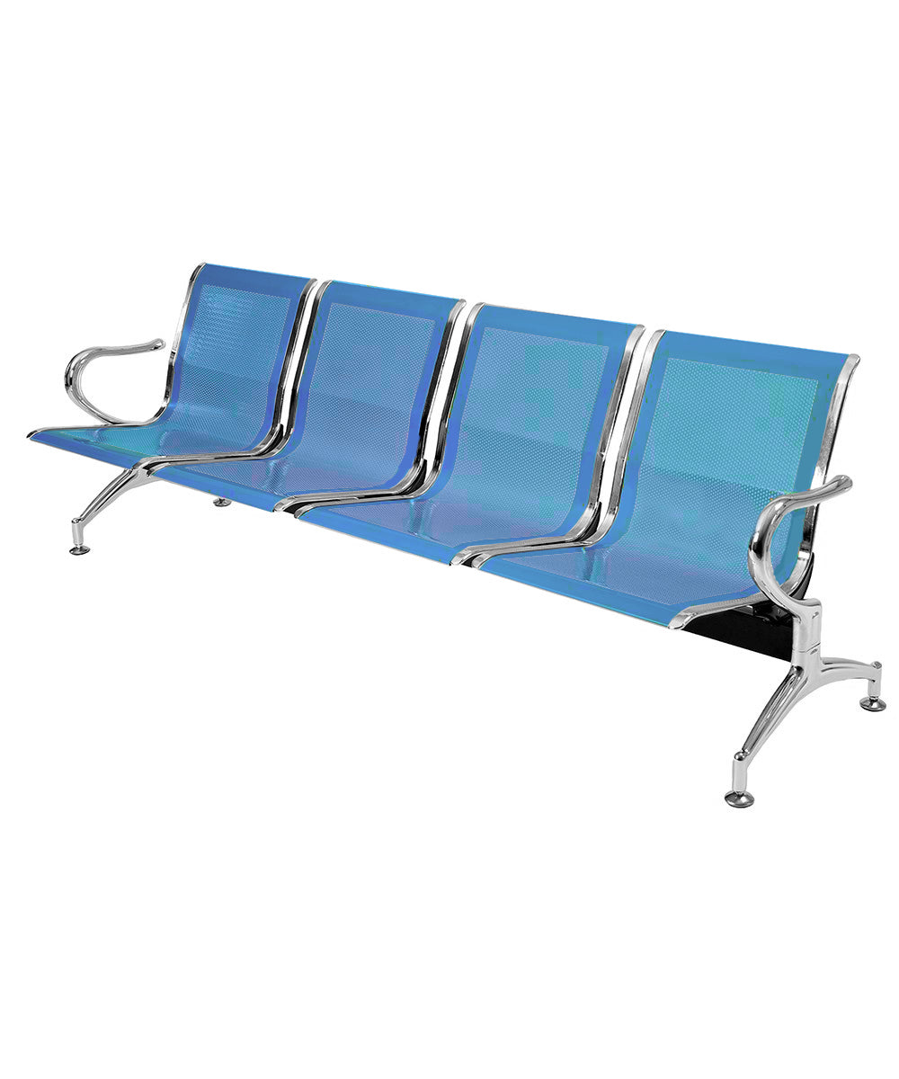 Panca per sala attesa aspetto studio medico o professionale a 4 posti - colore blu