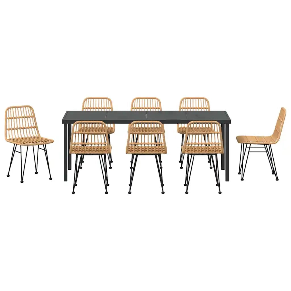 Set da Pranzo per Giardino 9 pcs Marrone 3379197