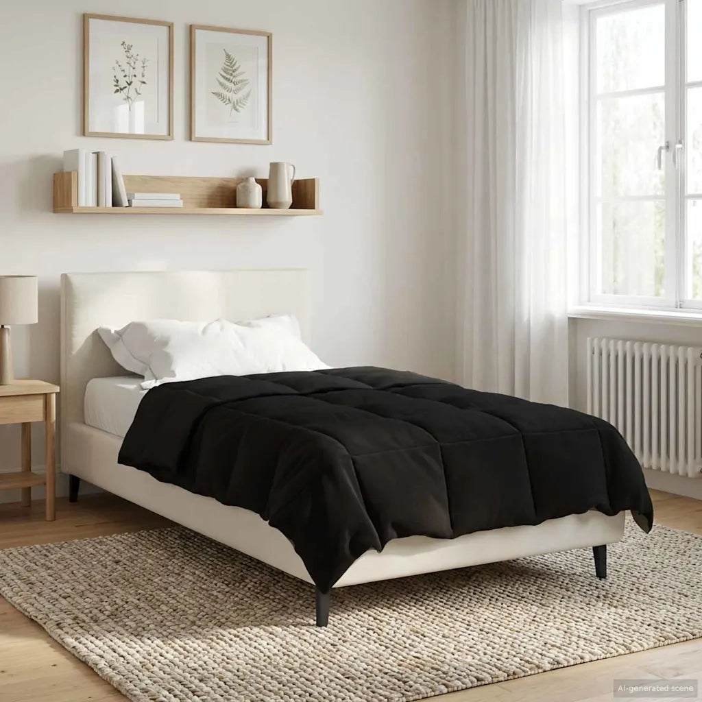 Piumone | Duvet Estivo Trapuntato Nero 140 x 200 cm Microfibra