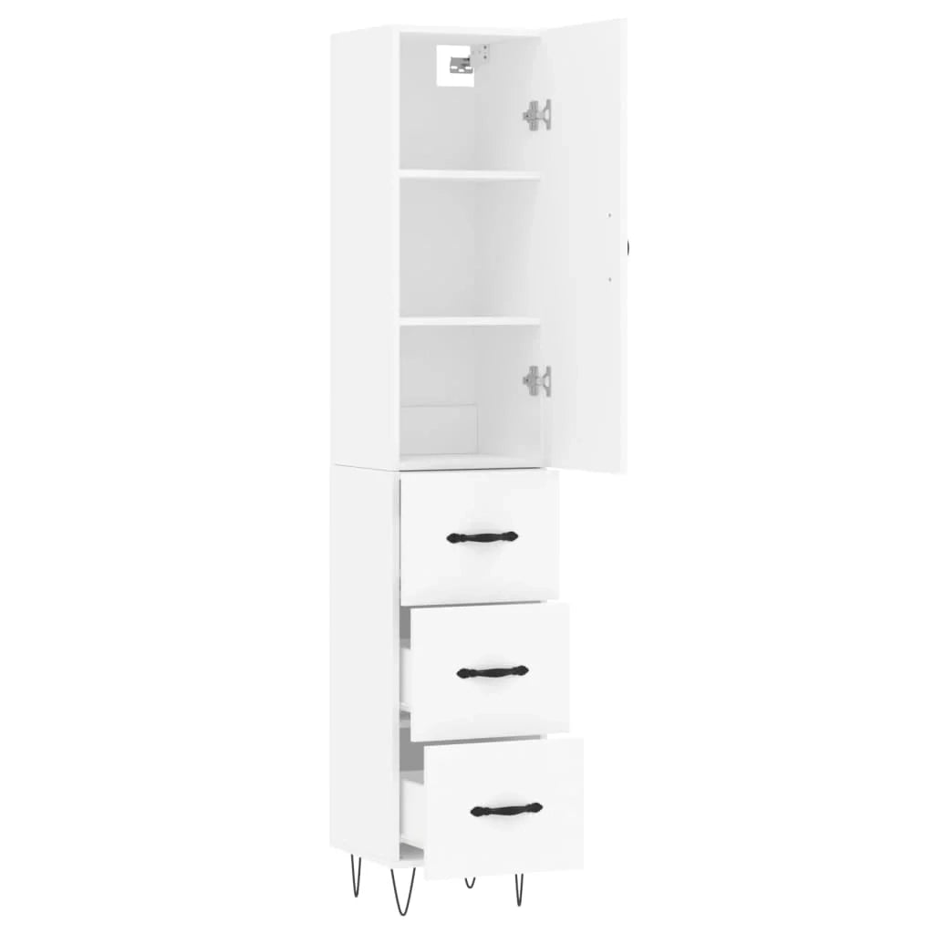 Buffet credenza cassettiera mobiletto mobile contenitore organizer cucina soggiorno salotto alto 34,5 x 34 x 180 cm legno ingegnerizzato bianco 02_0032298