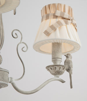 Lampadario Elegant in Metallo Bird Bianco Antique