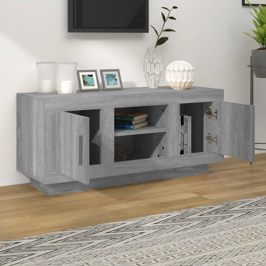 Mobile TV Grigio Sonoma 102x35x45 cm in Legno Multistrato 817226