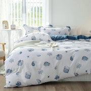 Tessuto per letto 155 x 220 cm con disegno a planta, 100% cotone lavato a vapore, maniglione in lino, certificato Oeko-Tex e adatto per persone con allergie, 1 coperta e 1 cuscino 80 x 80 cm.