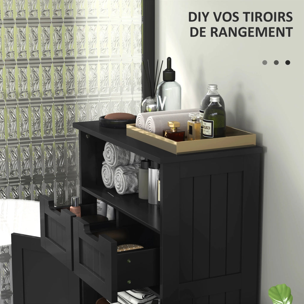 Mobile Bagno Sottolavabo con 2 Ante e 2 Cassetti ¨C zephmum ¨C Nero 60x30x50 cm