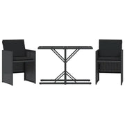 Set da Bistr¨° 3 pz | Set Salotto da Giardino con Cuscini Nero in Polyrattan