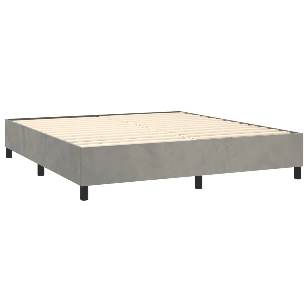 Letto a Molle Materasso e LED Grigio Chiaro 160x200 cm Velluto 3139691